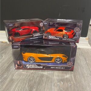 Fast & Furious Kids Toy Cars Set - Red, Orange, and Yellow